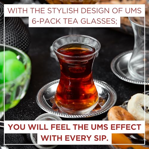 Yersiz Set of 6 Turkish Tea Glasses - Elegant Slim Tulip Shape Drinkware