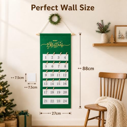 HDLJIAL Christmas Advent Calendar with 24 Pockets Wall Display