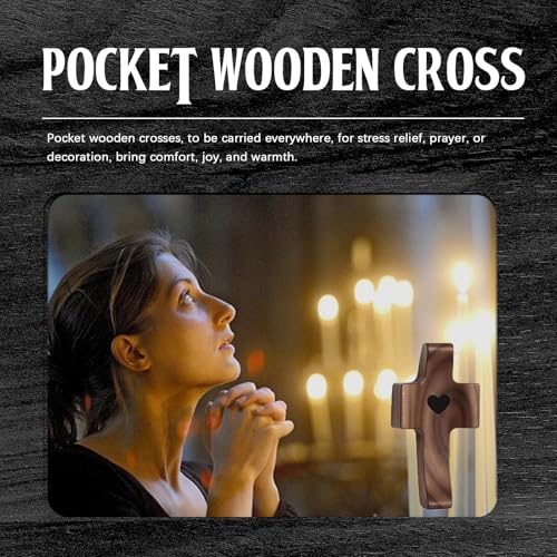 Wooden Pocket Prayer Crosses - Comforting Handheld Crosses (6 Pack)
