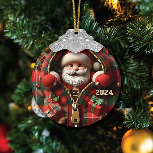 Funny Santa Ornament for Christmas Tree - White Elephant Gift Idea
