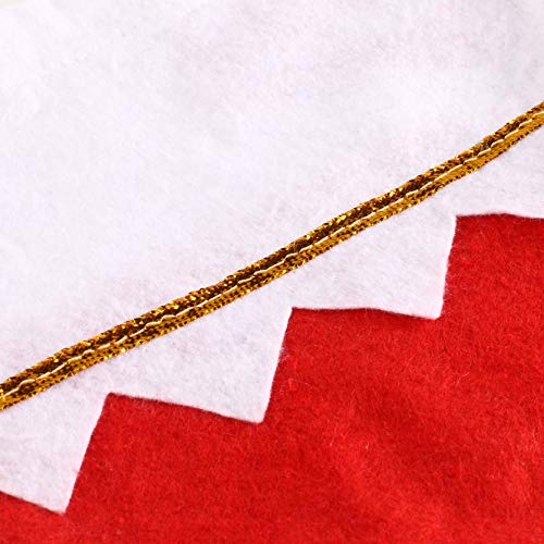 Red Felt Christmas Stockings with White Cuff & Gold Trim - 12-Pack