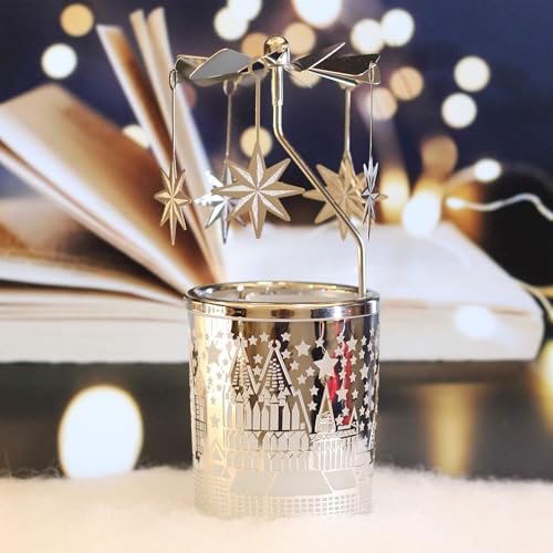 Rotary Candle Holder Spinning Carousel - Moravian Star Tealight Centerpiece