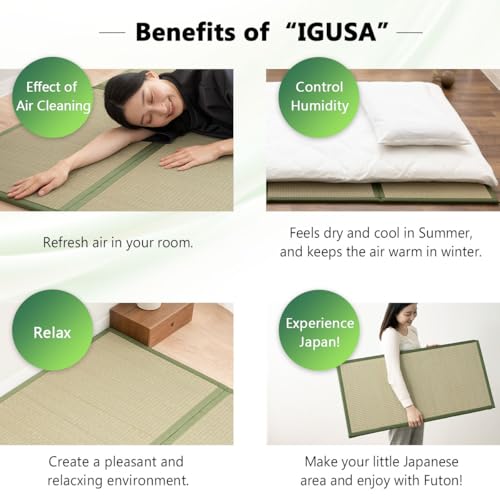 Japanese Tatami Mat Twin Size - Foldable Natural Rush Grass Floor Mattress