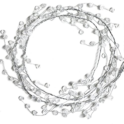 Jishi Diamond Ice Wire Christmas Garland 20 ft - Clear Plastic Bead & Branch, Diamond Accent