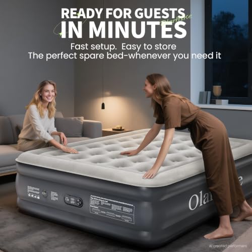 Queen Air Mattress with Built-In Pump, 18-Inch Raised Inflatable Bed