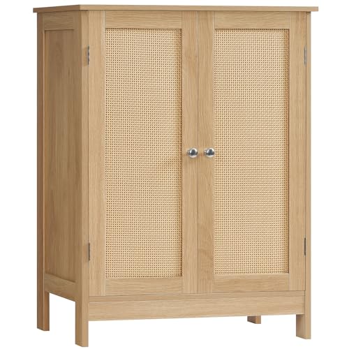 Natural Rattan Storage Cabinet with Adjustable Shelves, 31-Inch Sideboard
