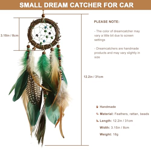 Mini Dream Catcher Car Rear View Mirror Ornament - Boho Feather Decor