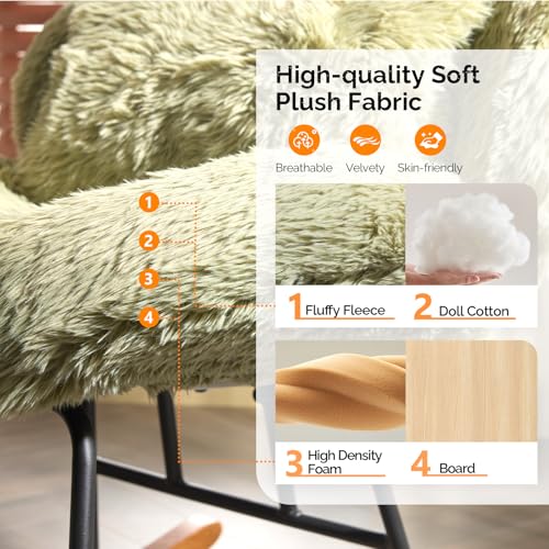 Extra Wide Criss Cross Nursery Rocking Chair, Reclining Teddy Fleece Glider