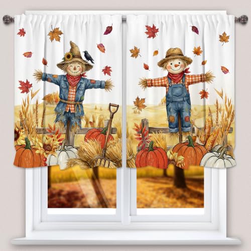 Fall Kitchen Curtains Set - 3 Piece Tiers & Valances for Home