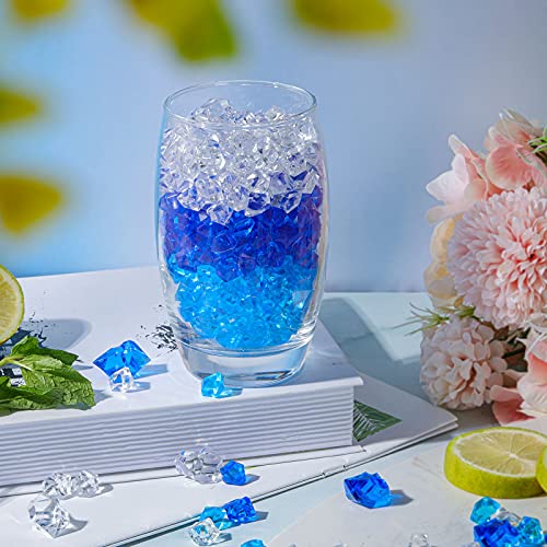 Geosar Royalblue Fake Ice Cubes & Crystals - 450 Pieces Acrylic Gems for Wedding & Party Decor