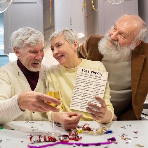 80th Birthday Trivia Game Cards, 1946 Party Activity, 30 Pack