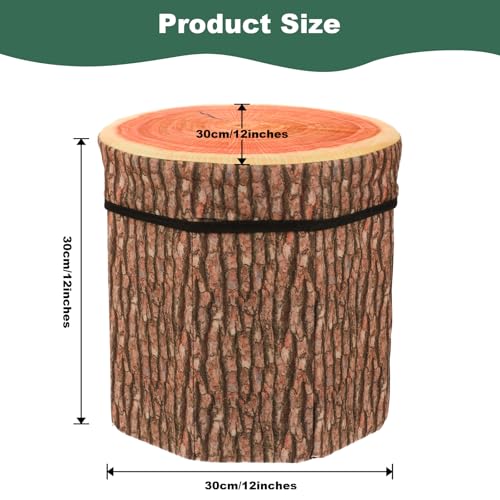 3-Piece Tree Stump Storage Ottoman Set, Folding Toy Box & Stool