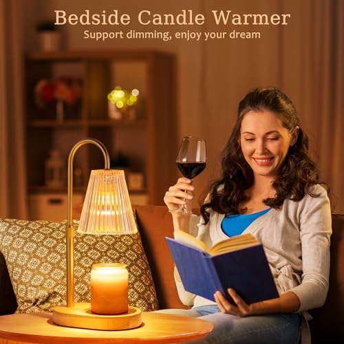 Electric Candle Warmer Lamp with Timer - Adjustable Height & Dimmable Light