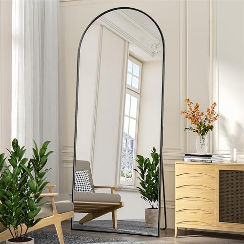 Arched Full Length Floor Mirror 71"x28" Black Metal Frame Wall Mount