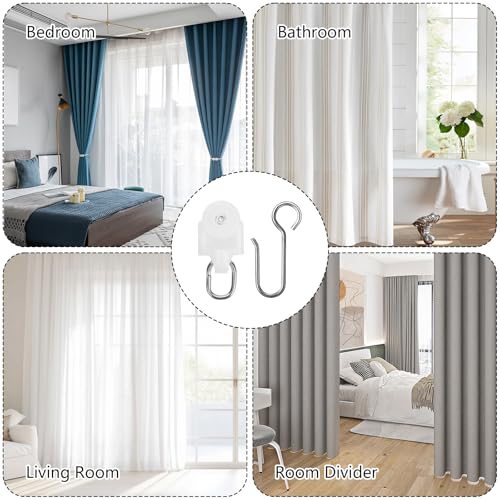 Heavy-Duty Ceiling or Wall Mounted Curtain Track System with Silent Pulleys