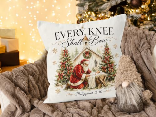 WNAGT Christmas Nativity Santa Pillow Cover 18x18 U Pillow Covers