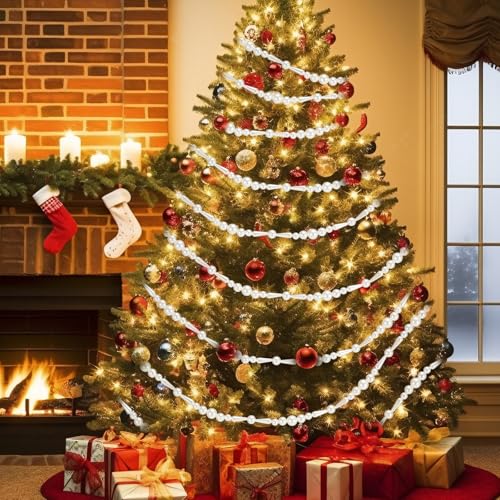10ft Pearl Garland for Christmas Tree Decor Faux Pearl Strand Holiday Wreaths