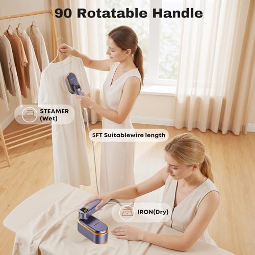 2-in-1 Portable Travel Garment Steamer and Dry Iron - 1200W Compact Wrinkle Remover