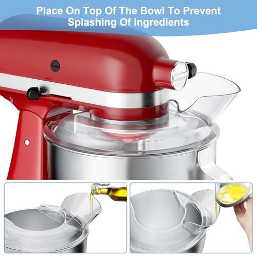 Pouring Shield Splash Guard for 4.5-5QT Tilt-Head Stand Mixer Bowls