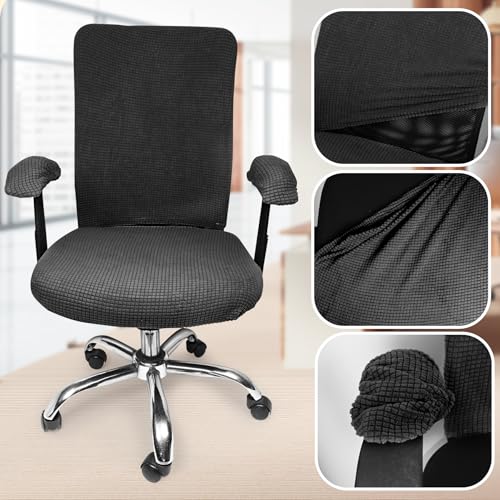 4-Piece Office Chair Cover Set - Stretchable Seat & Backrest Covers with Armrest Pads