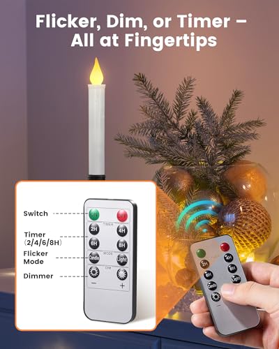 SURAIRELEC Black Remote Battery Operated Window Candles 4-Pack, Dimmable Flicker & Steady Mode