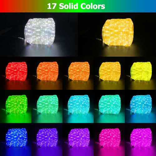 50ft LED Rope Lights, Waterproof Color Changing RGB String Lights for Outdoor