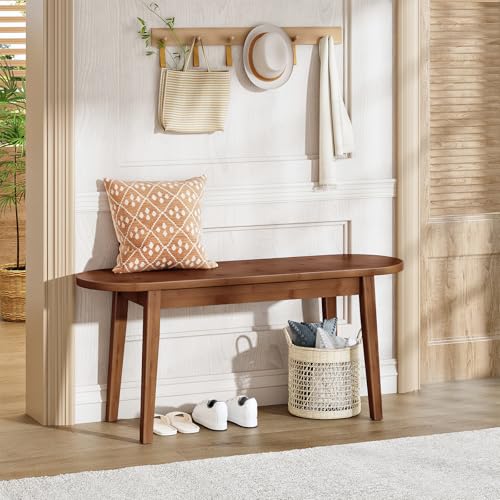 39.4-Inch Bamboo Dining Bench, Farmhouse Entryway Bench for Home