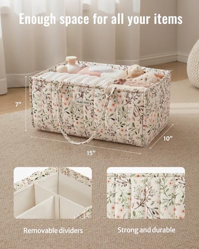 Blissful Diary Floral Diaper Caddy Organizer - Pastoral Daisy Nursery Storage Basket