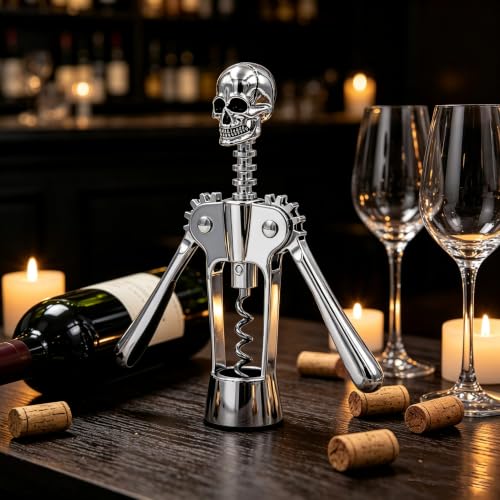 Homestia Gothic Skull Corkscrew Wine Opener with Wing Mechanism - Premium Bar Tool