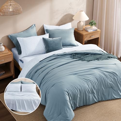 7-Piece Queen Comforter Set - Soft All-Season Bed in a Bag Bedding Set