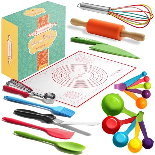 19-Piece Real Kids Baking Set and Cooking Kit with Safe Utensils