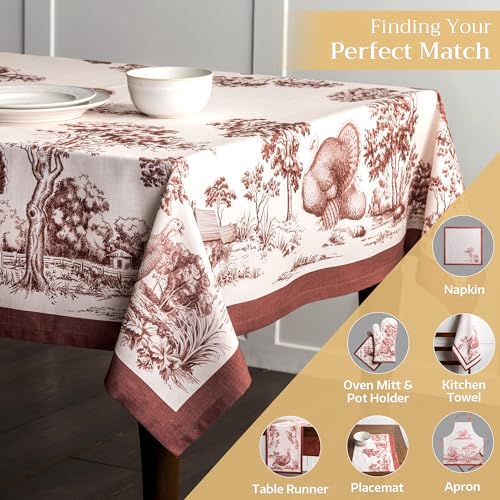 Maison d'Hermine Holy Jouy Brown Rectangular Tablecloth 70x120 in Cotton