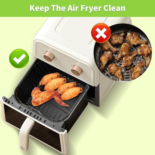 Reusable Square Air Fryer Silicone Liners 3-Pack for 8QT-10QT Air Fryers