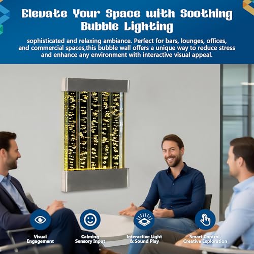 24x16 Inch Wall-Mounted LED Bubble Wall Sensory Water Panel with App Control