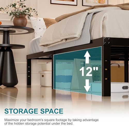 Heavy Duty Queen Bed Frame 14-Inch Metal Platform with Under Bed Storage