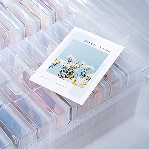 Clear Photo Storage Box with 16 Inner 4x6 Containers - Large Capacity Organizer