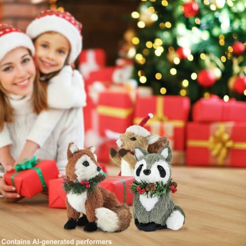 Naturevibe Woodland Animal Decor Set of 6 — Rustic Christmas Figurines (Sisal)