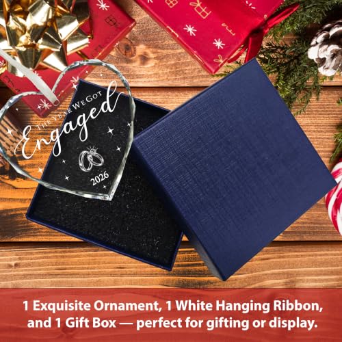 HJLLOQR Engaged Christmas Ornament for Women - Engagement Gifts for Couples & Bride-to-Be - Our First Christmas 2026, Gift-Ready, Glass Decor