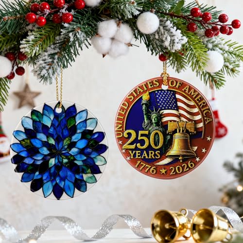 DOUHASU Mandala Christmas Ornament - Ceramic Holiday Tree Decor, Gift Idea