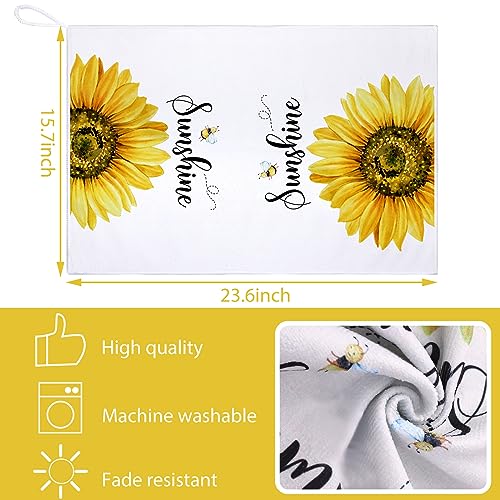 4-Piece Sunflower Kitchen Towel Set, Absorbent Floral Dish Tea Towels