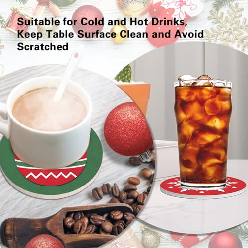Christmas Socks Drink Coasters Set of 6 with Holder - Holiday Table Decor