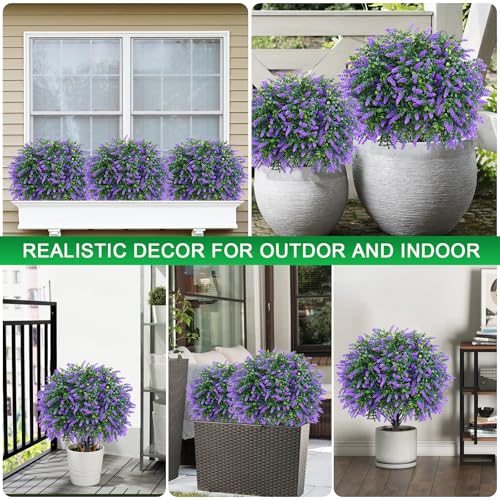 Artificial Boxwood Topiary Ball with Lavender - UV Resistant Set of 2