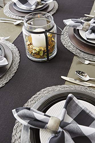 DII Black 13x72 Inch Ribbed Cotton Table Runner for Dining Tables