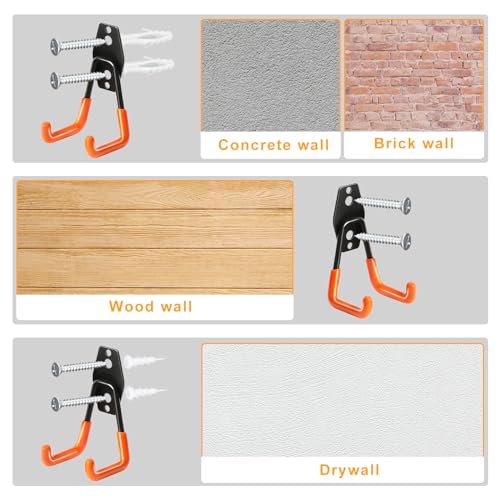 Heavy Duty Wall Hook 2 Pack Garage Tool Organizer & Storage Hanger