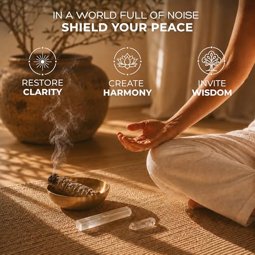 Energy Cleansing Smudge Kit with White Sage, Palo Santo, Crystals & Bowl