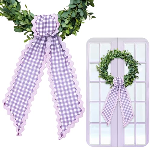 Purple Plaid Wreath Sashes - Set of 2 Indoor/Outdoor Decor