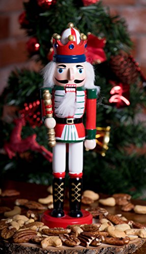 Clever Creations White King 10-Inch Traditional Wooden Nutcracker - Festive Christmas Decor for Shelves & Tables