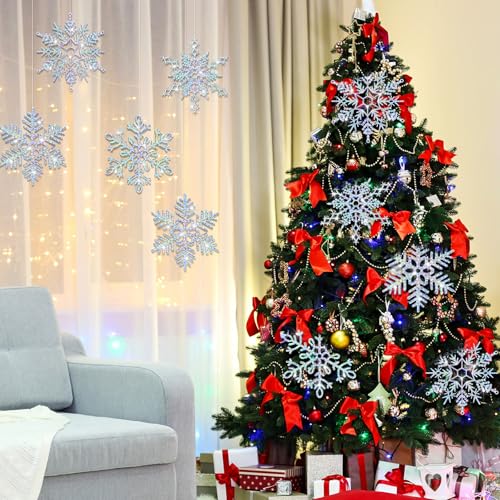 Sumind Iridescent 8-Pack Large Snowflake Ornaments, 12” Rainbow Christmas Decorations