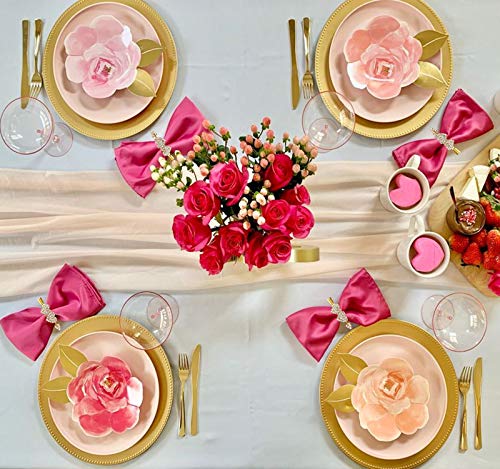 Kalopro Heart Gold Valentine Napkin Rings Set of 6 with Diamonds - Wedding & Party Decor