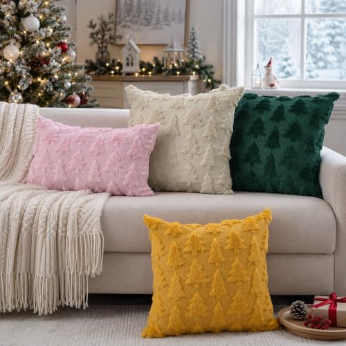 DFXSZ Green Christmas Tree Pillow Covers 26x26 Set of 2 Holiday Decor
